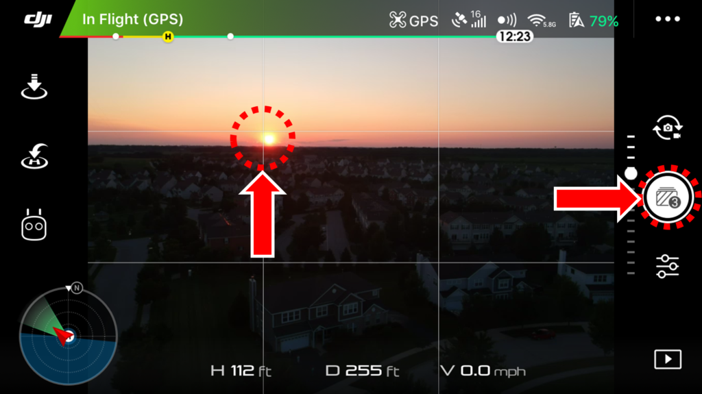 DJI Spark with gridlines turned on