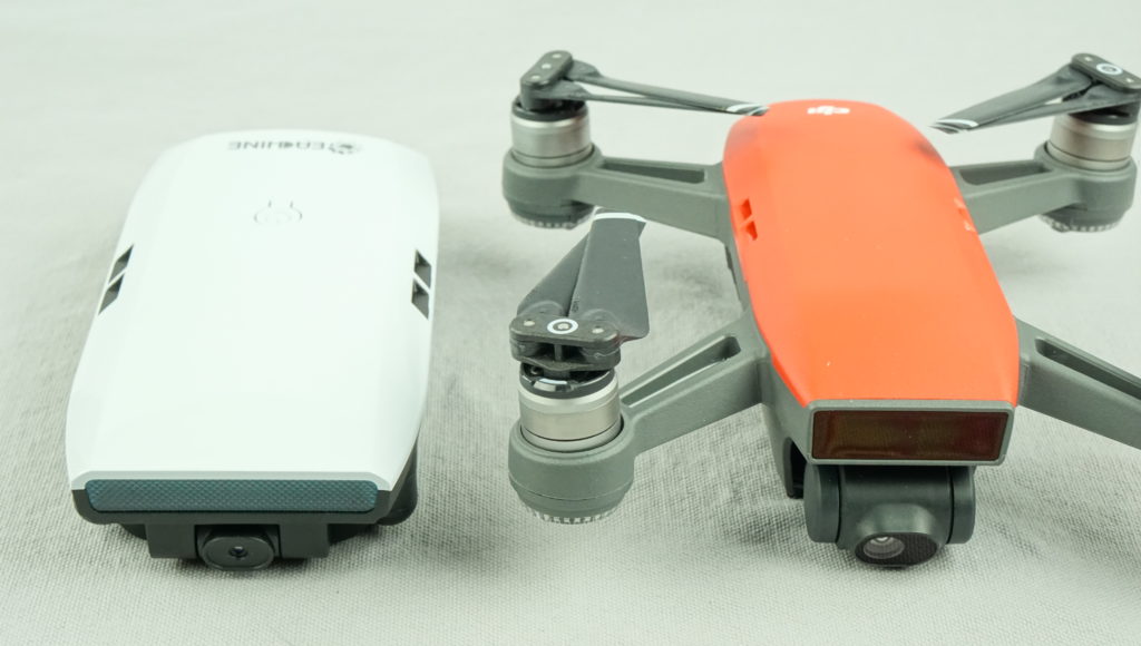 E56 selfie drone and DJI Spark front view