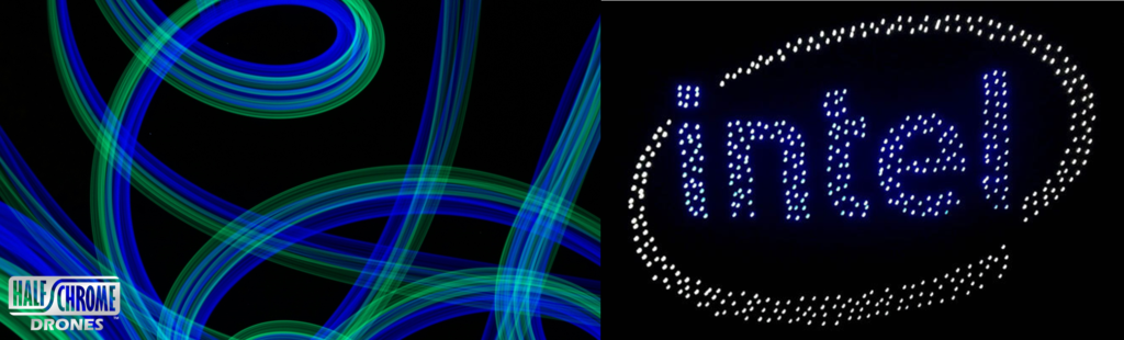 Intel light show compared to LED Light painting with a drone