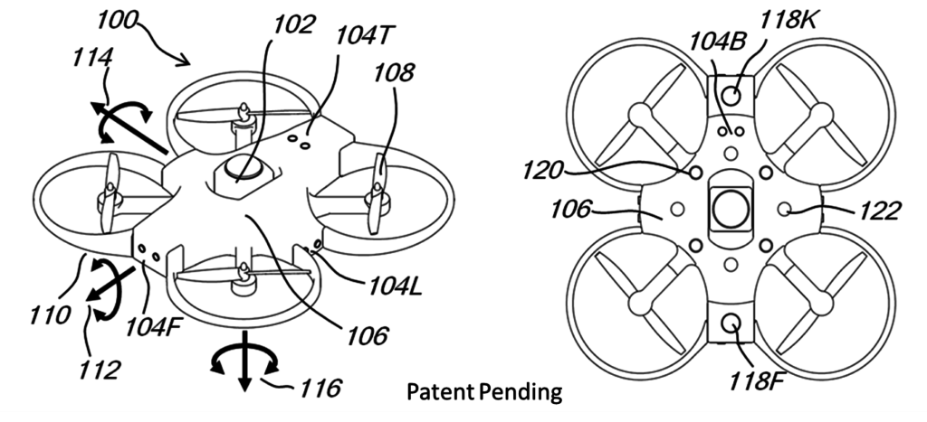 Stowable 360 degree camera drone