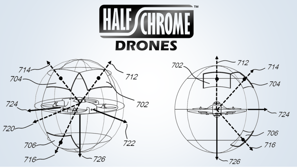 Half Chrome Logo Drones in Spheres