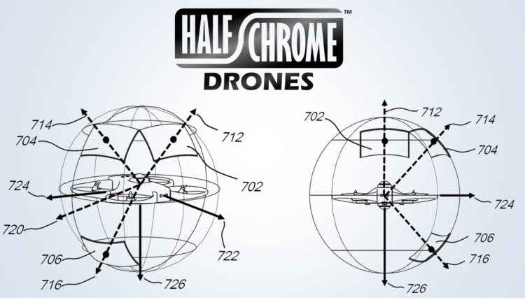 Half Chrome Logo Drones in Spheres