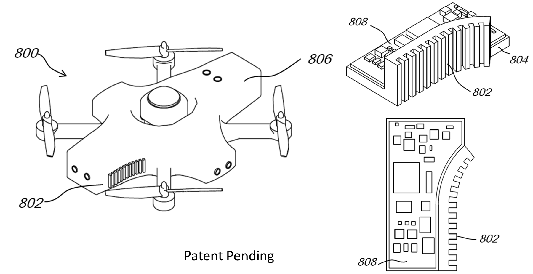 heat sink fins on drone patent