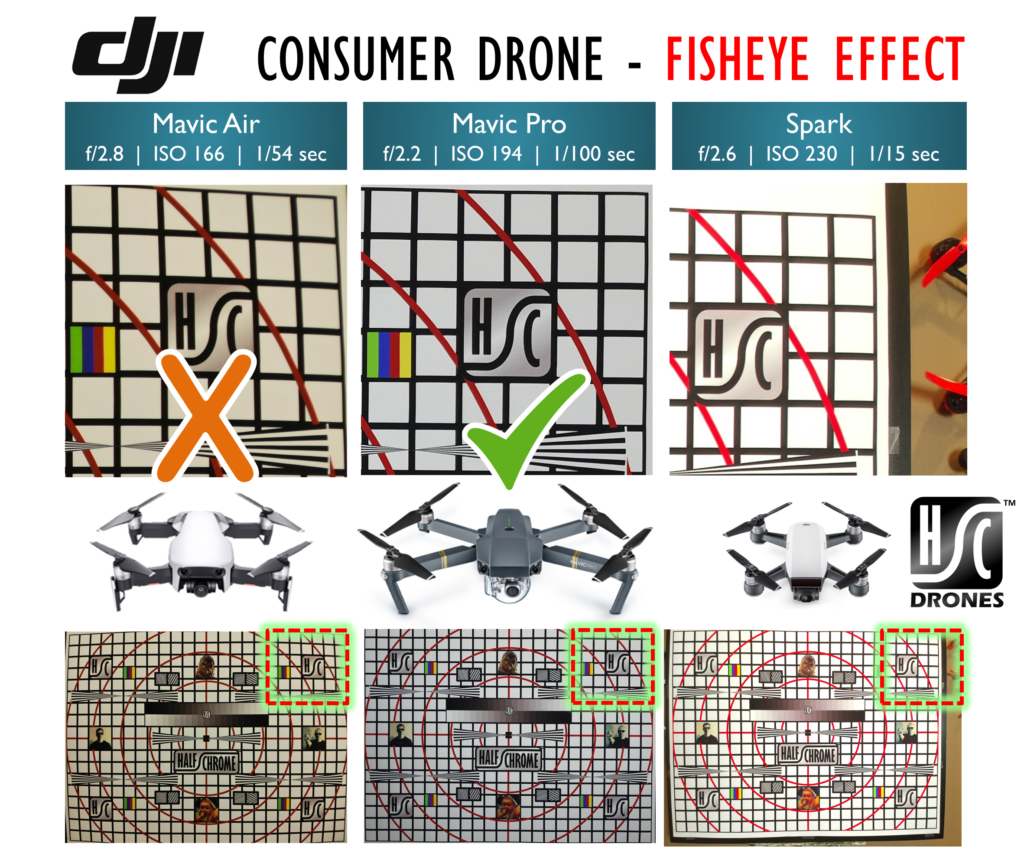 DJI consumer drone image distortion comarison