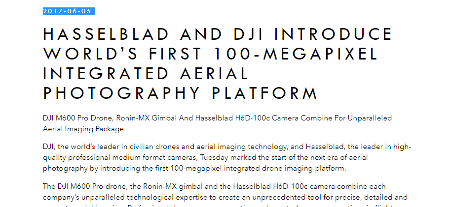 hasselblad DJI first partnership