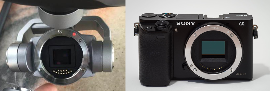 Phantom 5 camera compared to Sony camera body