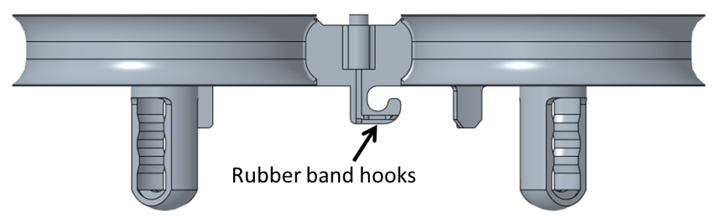 Rubber band hooks for the Whoop frame