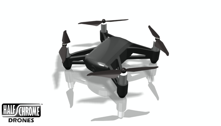 Half Chrome CAD Model Rendering DJI Tello